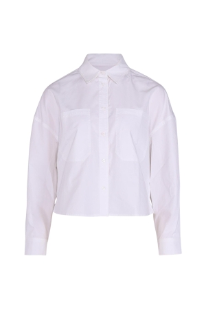 Yaya Batwing cropped blouse w. pock Pure white