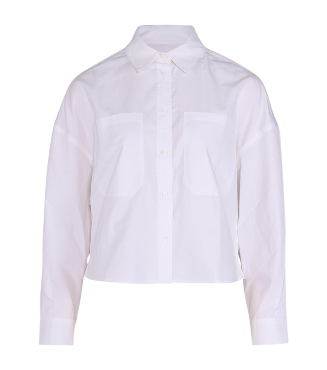 Yaya Batwing cropped blouse w. pock Pure white