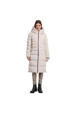 Rino en Pelle Long padded hooded coat with faux fur 10509 stone
