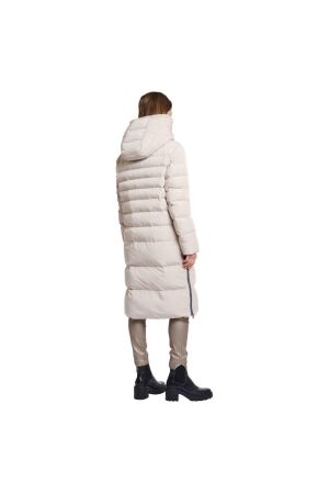 Rino en Pelle Long padded hooded coat with faux fur 10509 stone