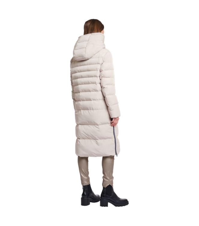 Rino en Pelle Long padded hooded coat with faux fur 10509 stone