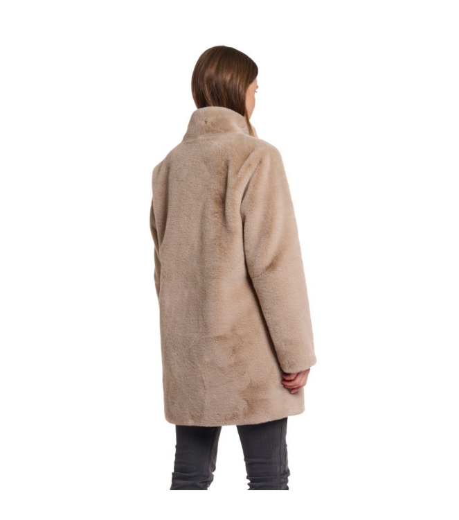 Rino en Pelle Single breasted fake fur coat 10866 oat