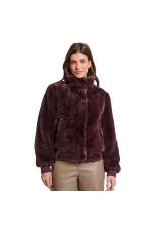 Rino en Pelle Short fake fur jacket 10873 chocolate bean