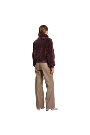 Rino en Pelle Short fake fur jacket 10873 chocolate bean