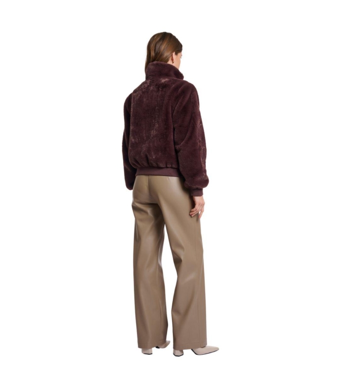Rino en Pelle Short fake fur jacket 10873 chocolate bean