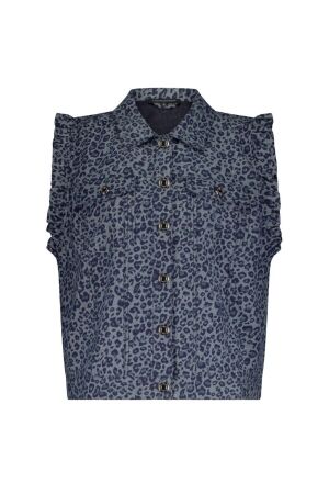 Tramontana Leopard Denim Vest 005003 Blue denim