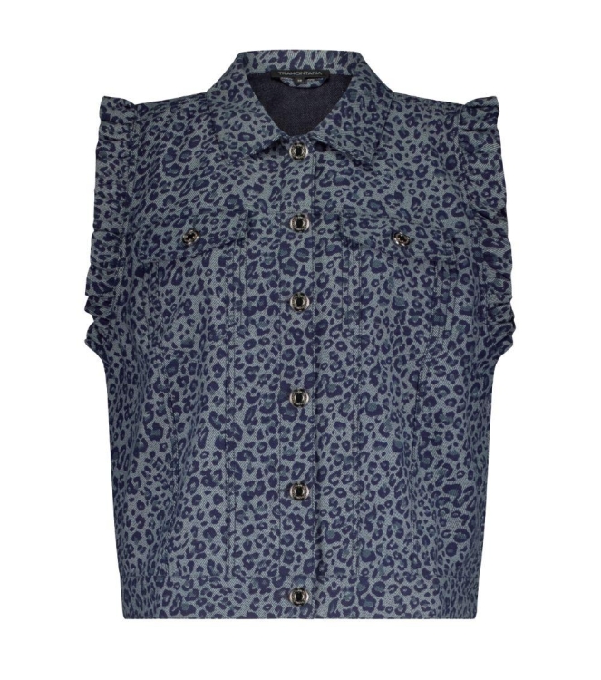 Tramontana Leopard Denim Vest 005003 Blue denim