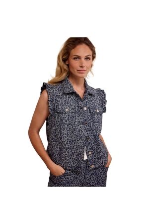 Tramontana Leopard Denim Vest 005003 Blue denim