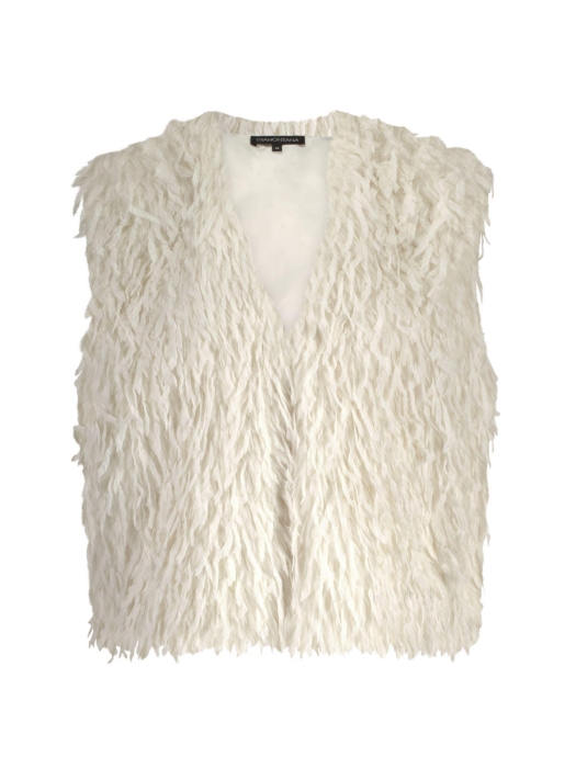 Tramontana Faux Fur Feather Vest 1100 Off white