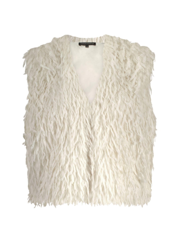 Tramontana Faux Fur Feather Vest 1100 Off white