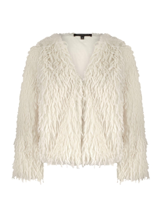 Tramontana Faux Fur Feather Jacket 1100 Off white