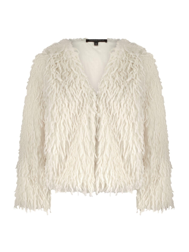 Tramontana Faux Fur Feather Jacket 1100 Off white