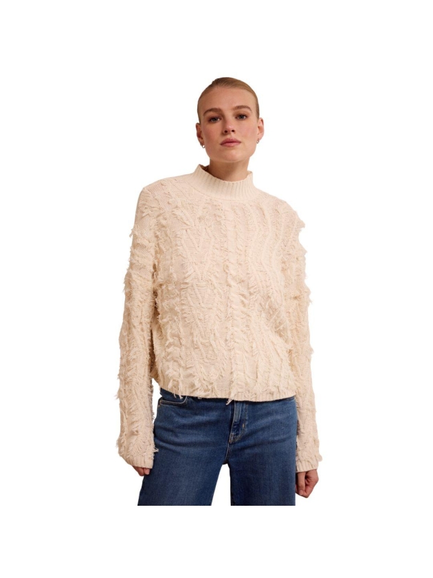 Tramontana Fringe Knit Jumper 006800 Stone