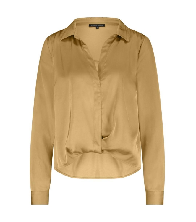 Tramontana Hammered Satin Wrap Blouse 002800 Camel