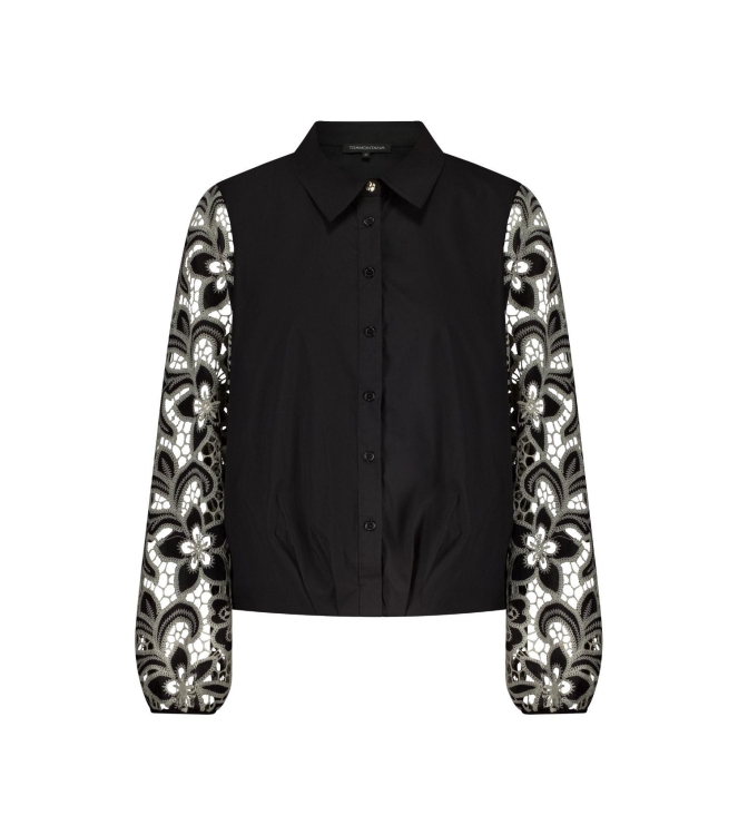 Tramontana Embroidered Sleeve Blouse 009000 Black