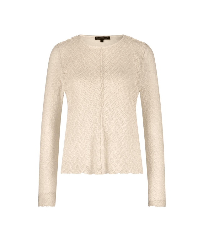 Tramontana Long-Sleeve Stretch Lace Top 006800 Stone