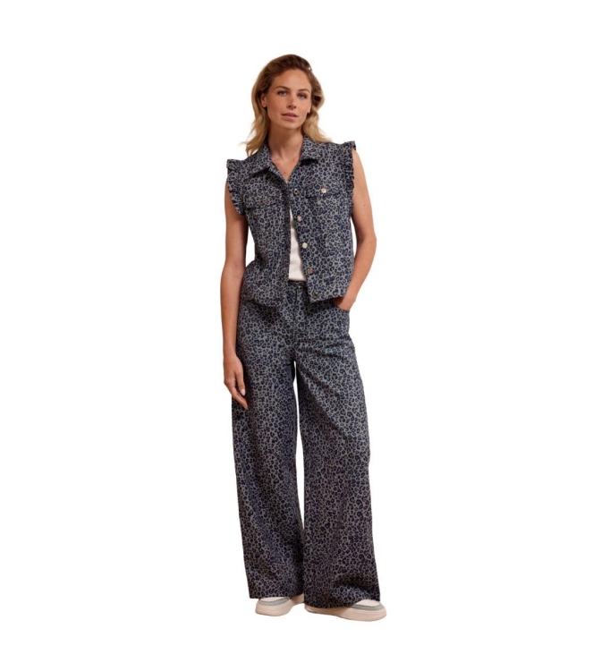 Tramontana Leopard Denim Trousers 005003 Blue denim