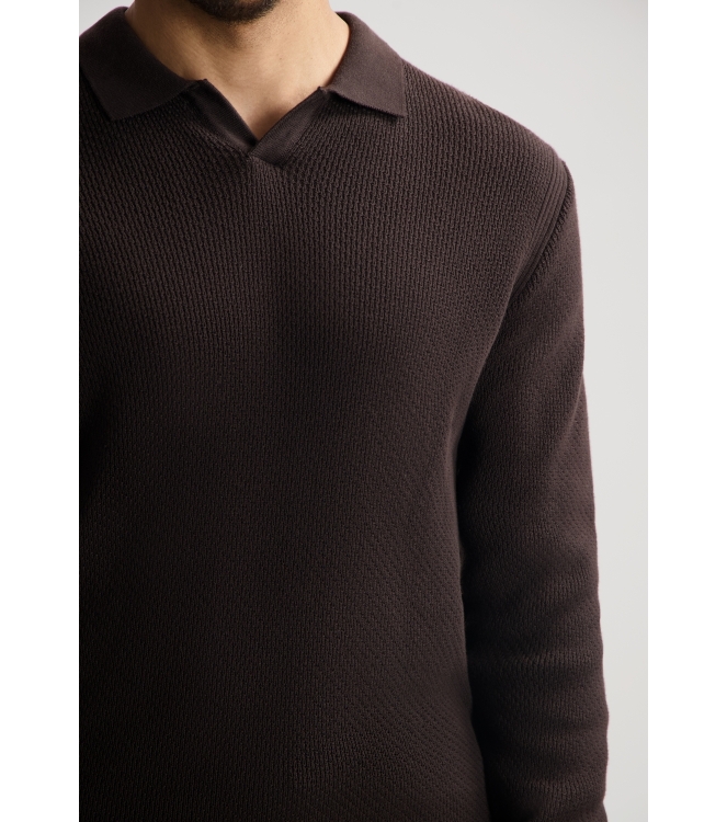 Dstrezzed Kostas Longsleeve Polo 799 Dk brown