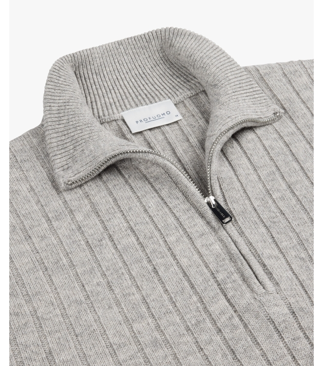 Profuomo PULLOVER HALF ZIP L GREY C1 light grey