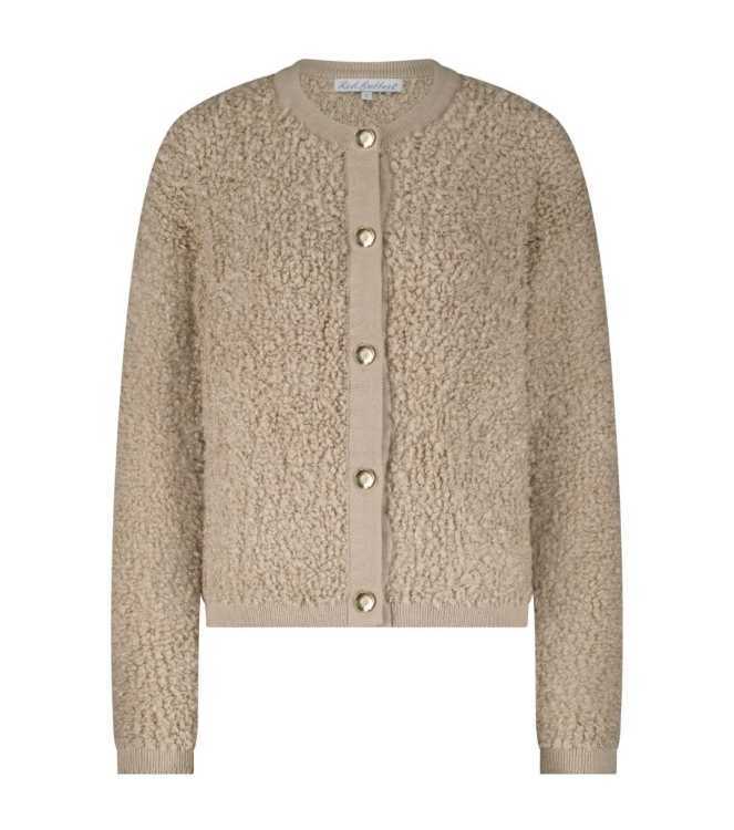 Red Button Jacket Knit Boucle 416 Latte