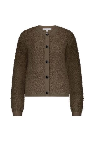 Red Button Jacket Knit Boucle 319 Mud