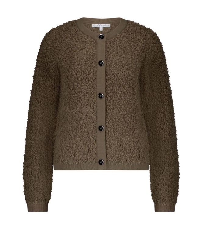 Red Button Jacket Knit Boucle 319 Mud