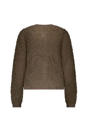 Red Button Jacket Knit Boucle 319 Mud