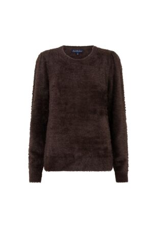 Red Button Fuzzy Puff sleeve 462 Espresso