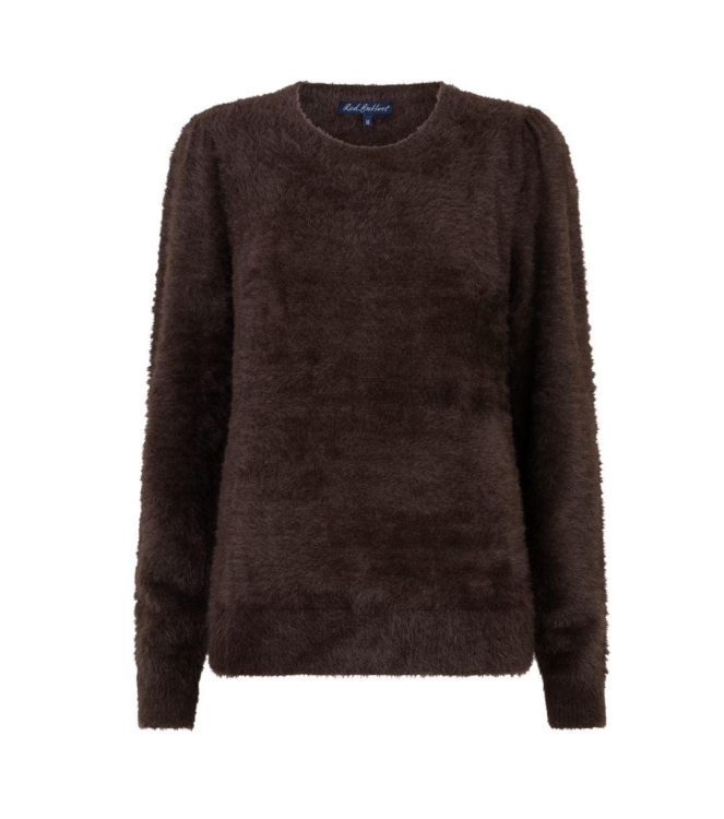 Red Button Fuzzy Puff sleeve 462 Espresso