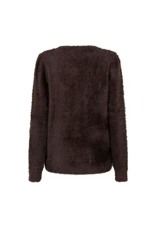 Red Button Fuzzy Puff sleeve 462 Espresso