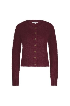 Red Button Cardigan Fuzzy 92 Ruby