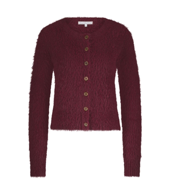 Red Button Cardigan Fuzzy 92 Ruby