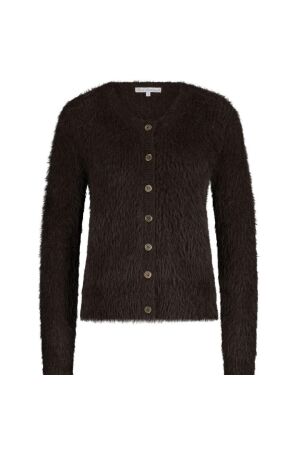 Red Button Cardigan Fuzzy 59 Espresso