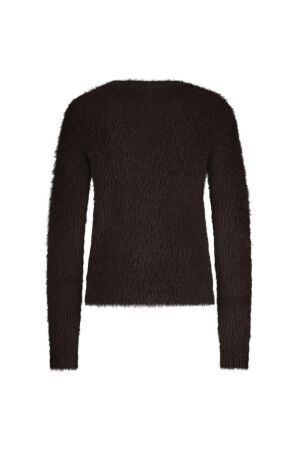 Red Button Cardigan Fuzzy 59 Espresso