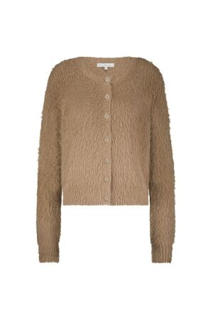 Red Button Cardigan Fuzzy 115 Almond