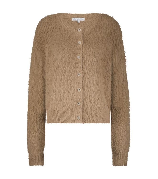 Red Button Cardigan Fuzzy 115 Almond