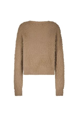 Red Button Cardigan Fuzzy 115 Almond