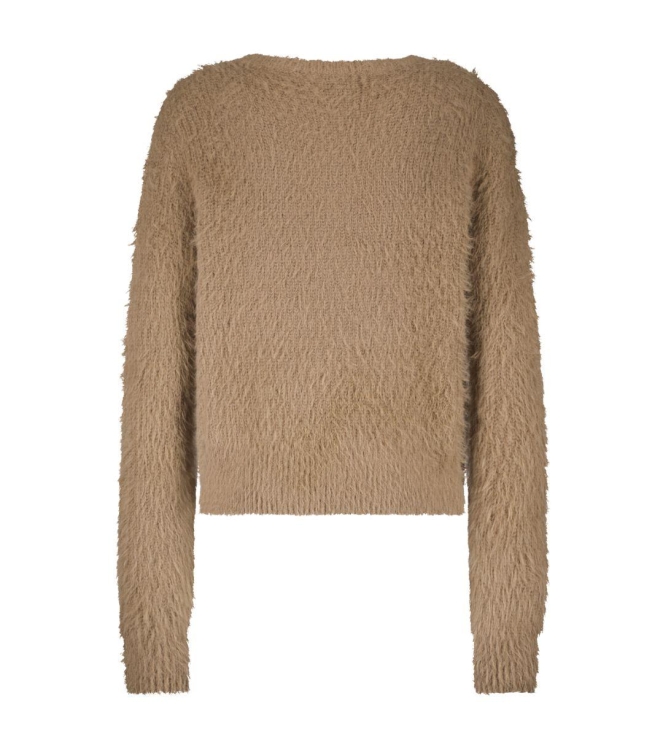 Red Button Cardigan Fuzzy 115 Almond