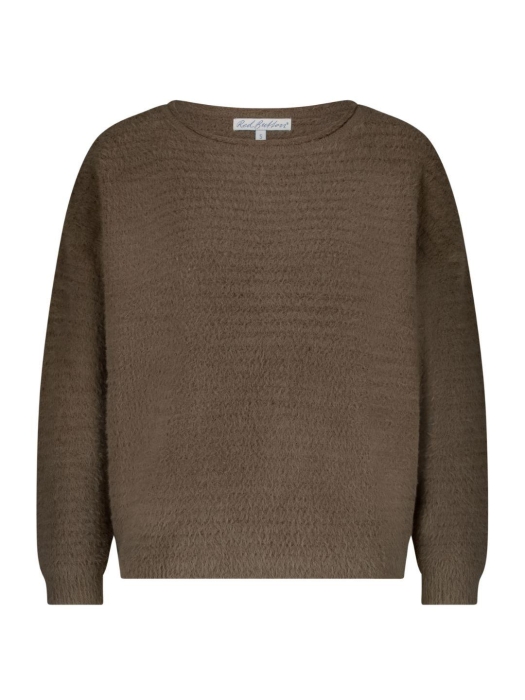 Red Button Fluffy Ajour Sweater 419 Warm taupe