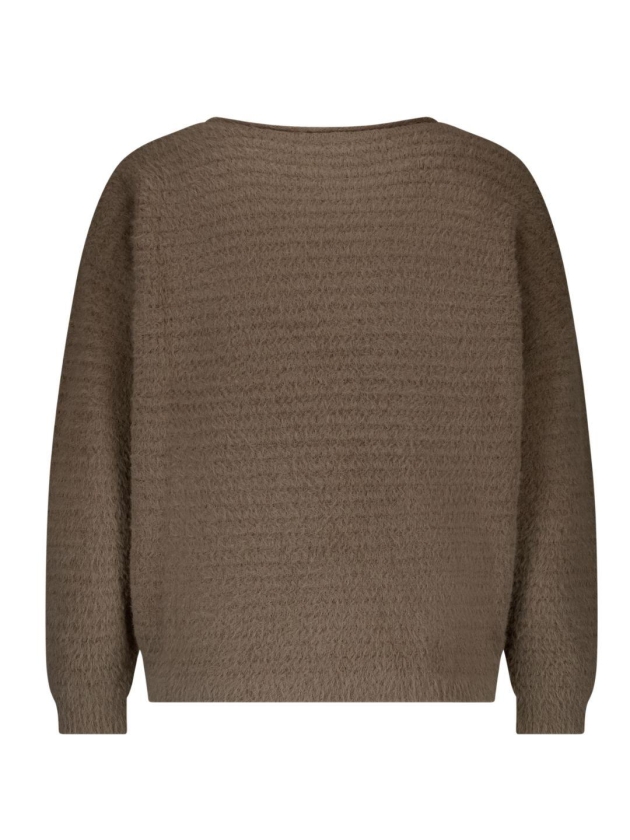 Red Button Fluffy Ajour Sweater 419 Warm taupe