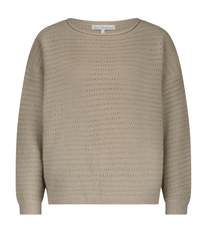 Red Button Fluffy Ajour Sweater 89 Clay
