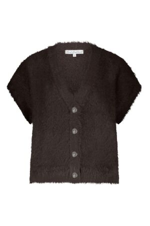 Red Button Sleeveless Fuzzy 59 Espresso