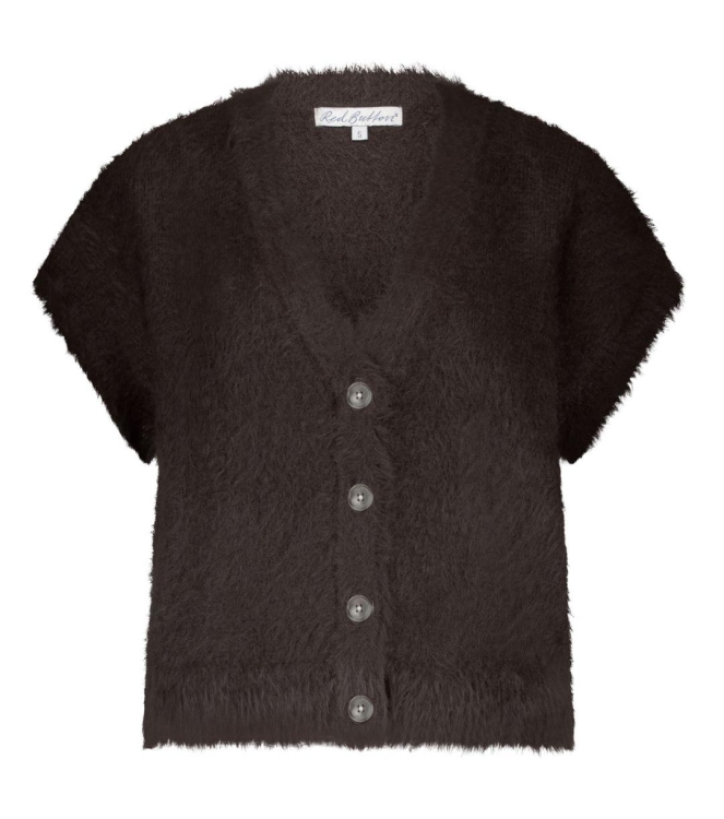 Red Button Sleeveless Fuzzy 59 Espresso