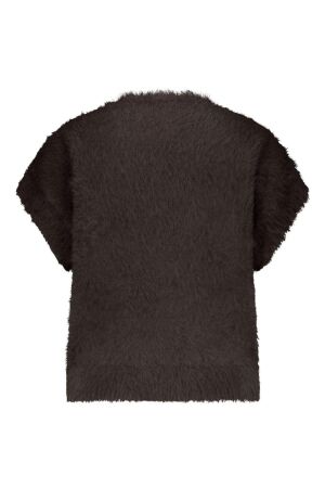 Red Button Sleeveless Fuzzy 59 Espresso