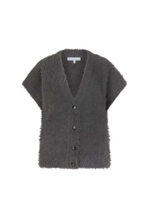 Red Button Sleeveless Fuzzy 417 Lava