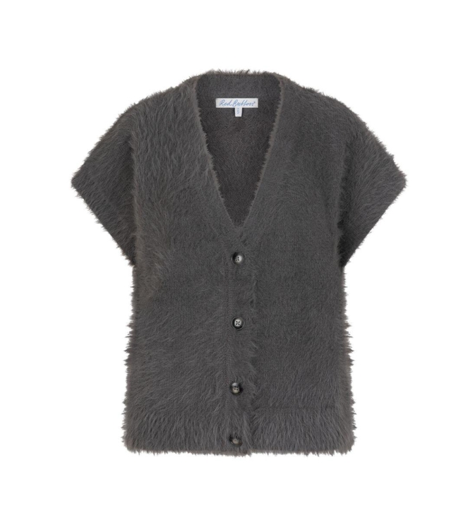 Red Button Sleeveless Fuzzy 417 Lava