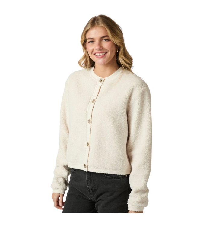 Neo Noir Limo fluffy knit cardigan 122 Creme
