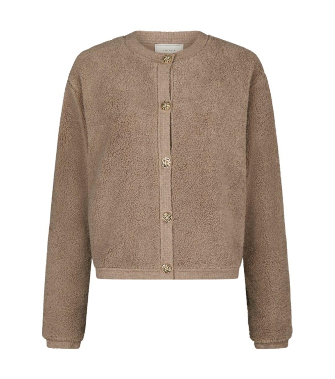 Neo Noir Limo fluffy knit cardigan 125 Dark sand
