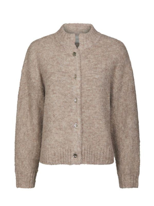 Neo Noir Taura fluffy knit cardigan Beige Melange