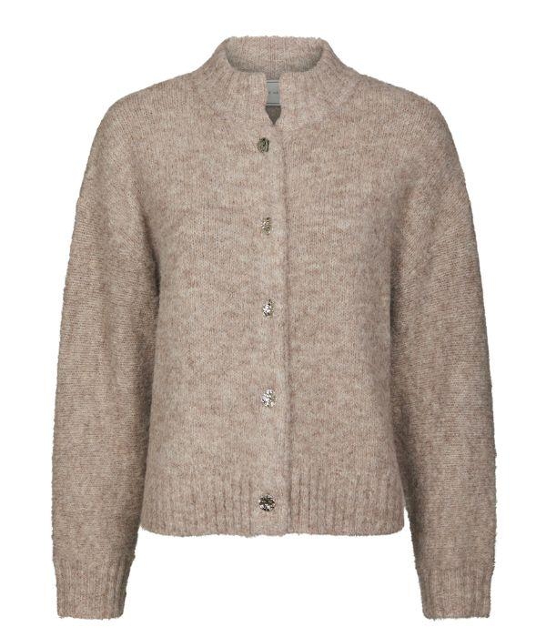 Neo Noir Taura fluffy knit cardigan Beige Melange